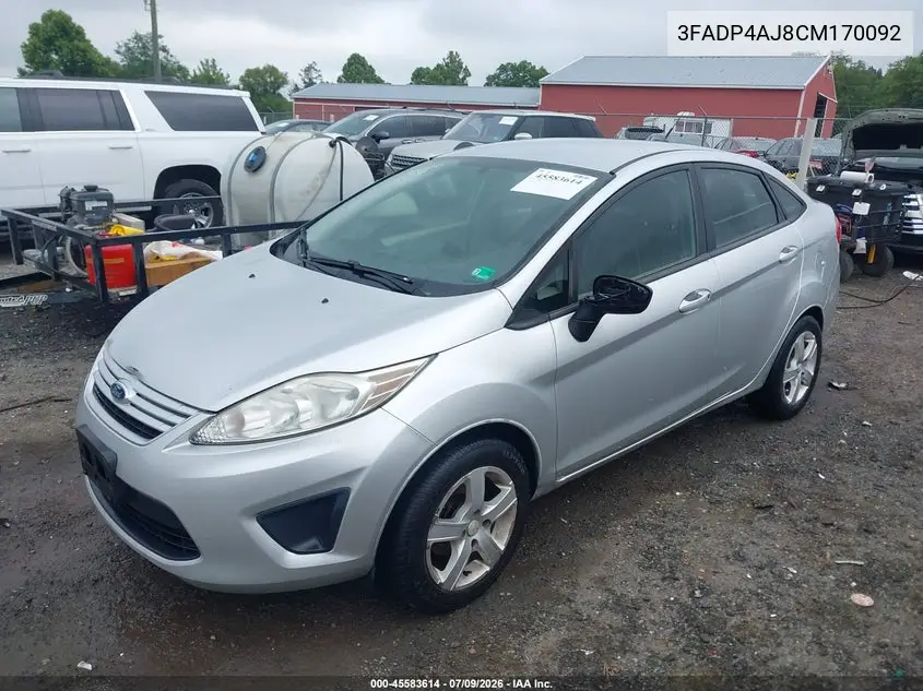 2012 Ford Fiesta S VIN: 3FADP4AJ8CM170092 Lot: 45583614