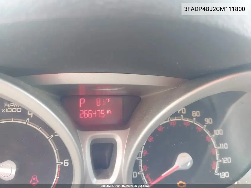 2012 Ford Fiesta Se VIN: 3FADP4BJ2CM111800 Lot: 45637012