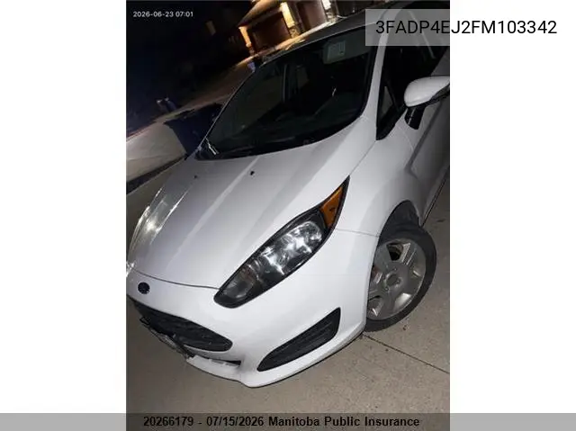 2015 Ford Fiesta Se VIN: 3FADP4EJ2FM103342 Lot: 20266179