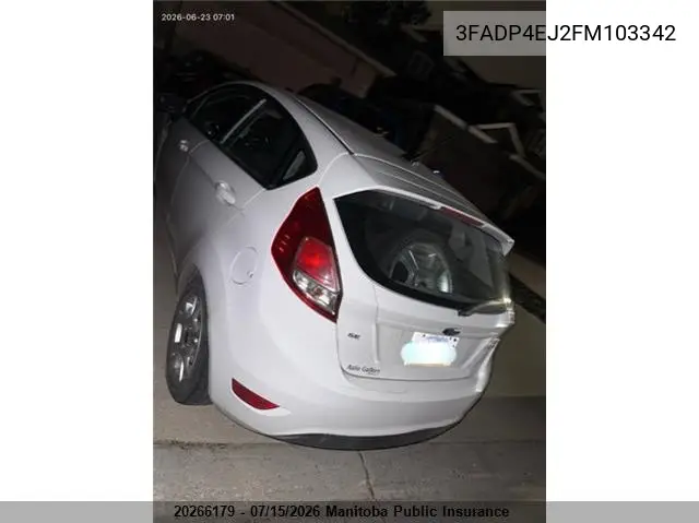 2015 Ford Fiesta Se VIN: 3FADP4EJ2FM103342 Lot: 20266179