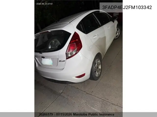 2015 Ford Fiesta Se VIN: 3FADP4EJ2FM103342 Lot: 20266179
