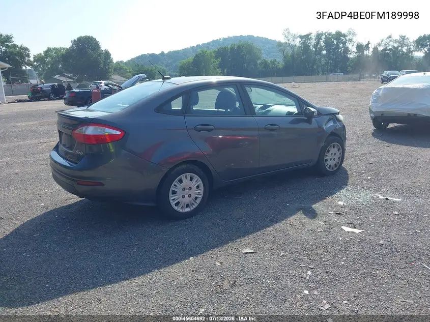 2015 Ford Fiesta Se VIN: 3FADP4BE0FM189998 Lot: 45604692