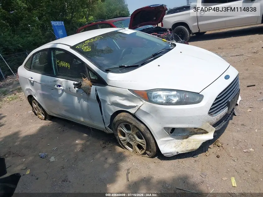 2015 Ford Fiesta Se VIN: 3FADP4BJ3FM114838 Lot: 45640009