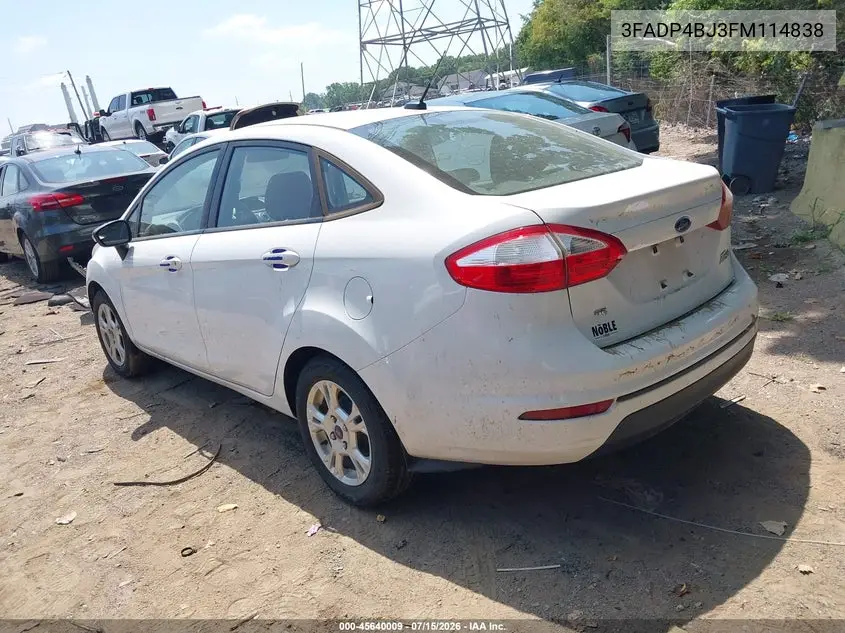 2015 Ford Fiesta Se VIN: 3FADP4BJ3FM114838 Lot: 45640009