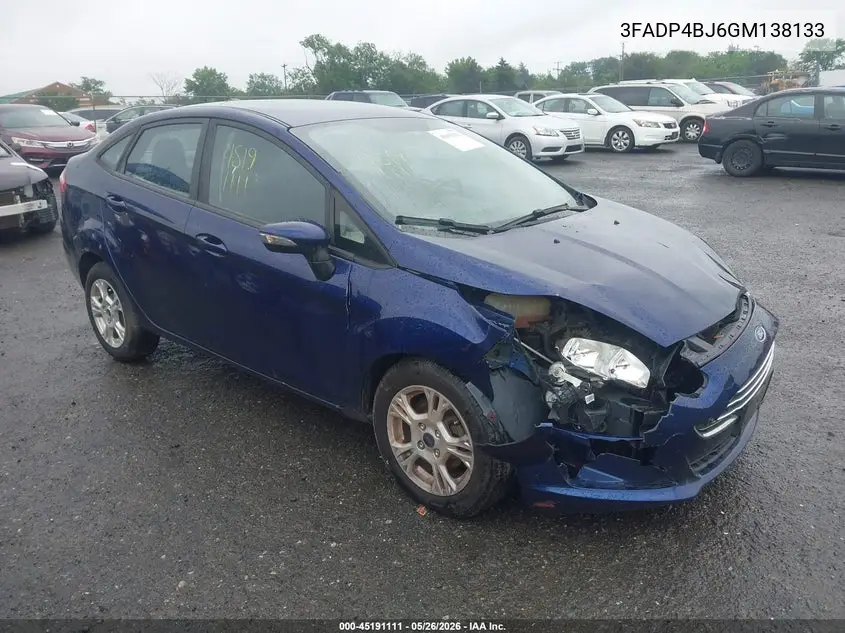 2016 Ford Fiesta Se VIN: 3FADP4BJ6GM138133 Lot: 45191111