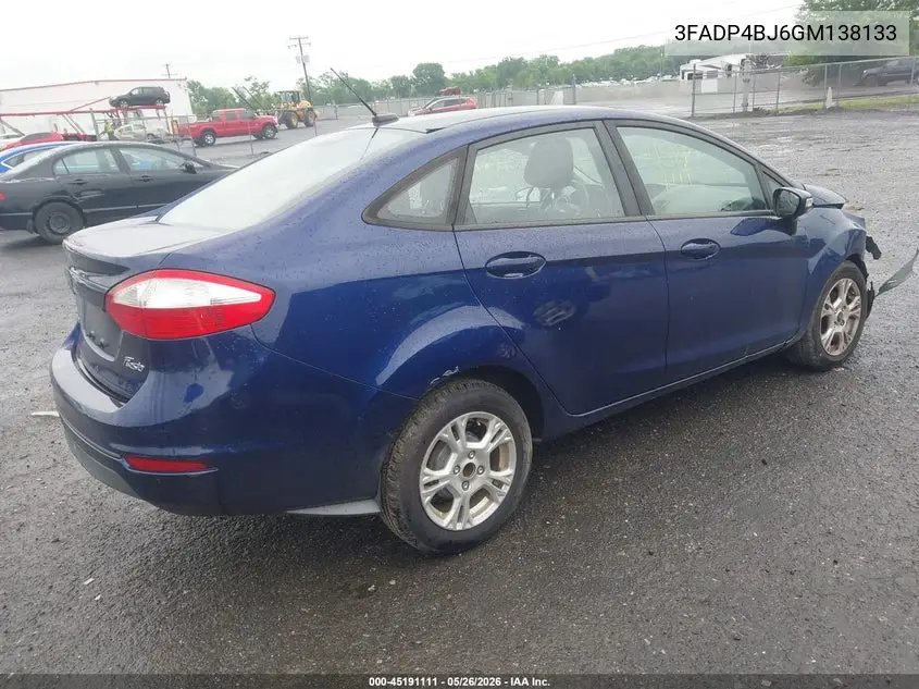 2016 Ford Fiesta Se VIN: 3FADP4BJ6GM138133 Lot: 45191111