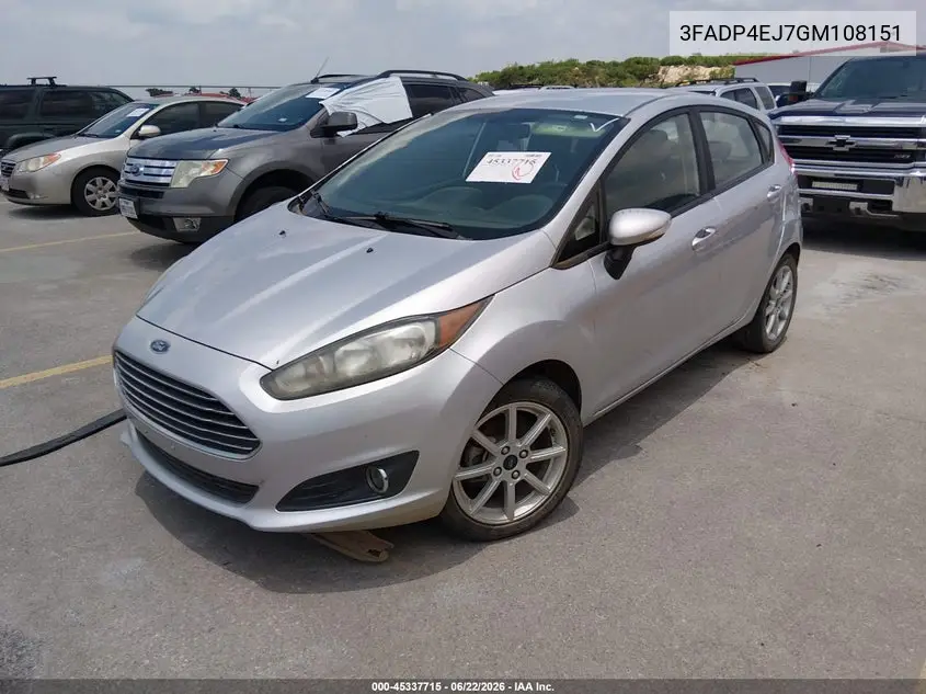 2016 Ford Fiesta Se VIN: 3FADP4EJ7GM108151 Lot: 45337715