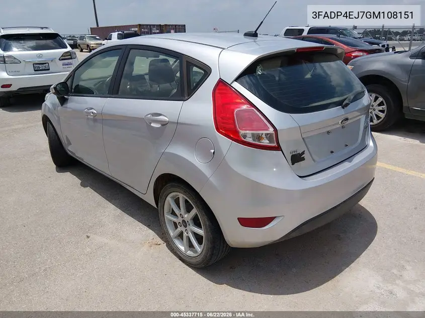 2016 Ford Fiesta Se VIN: 3FADP4EJ7GM108151 Lot: 45337715