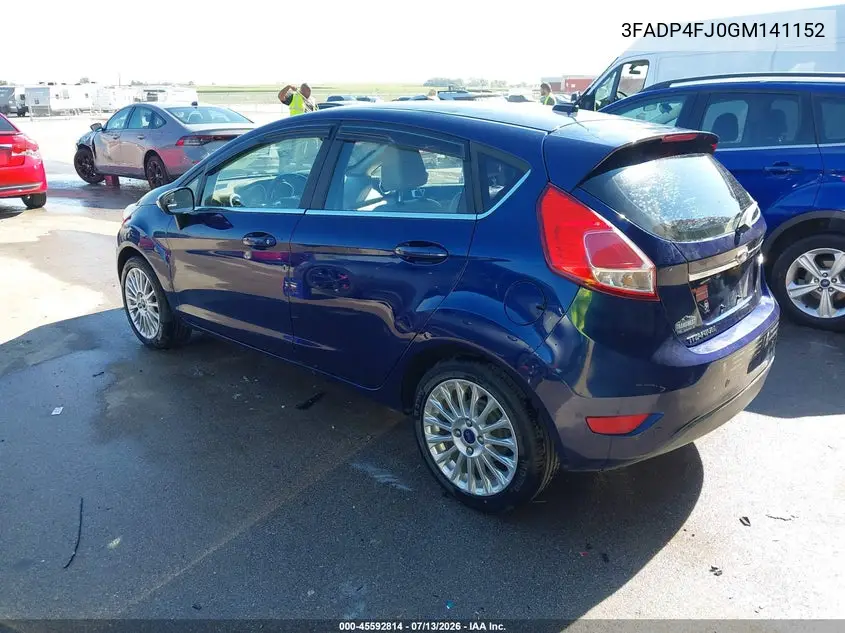 2016 Ford Fiesta Titanium VIN: 3FADP4FJ0GM141152 Lot: 45592814