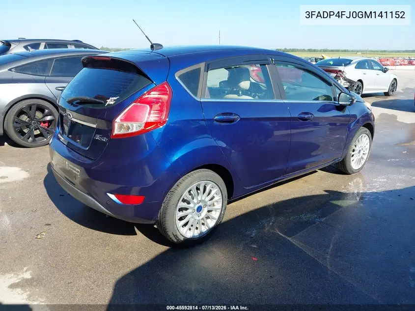2016 Ford Fiesta Titanium VIN: 3FADP4FJ0GM141152 Lot: 45592814