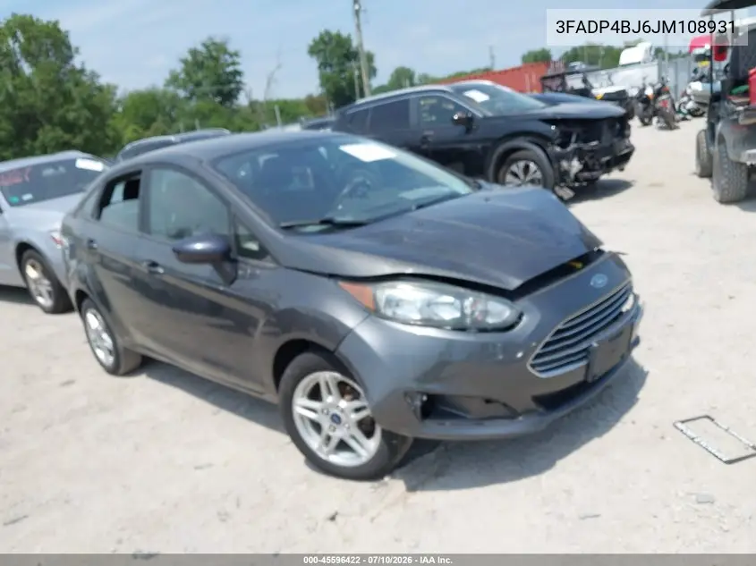 2018 Ford Fiesta Se VIN: 3FADP4BJ6JM108931 Lot: 45596422