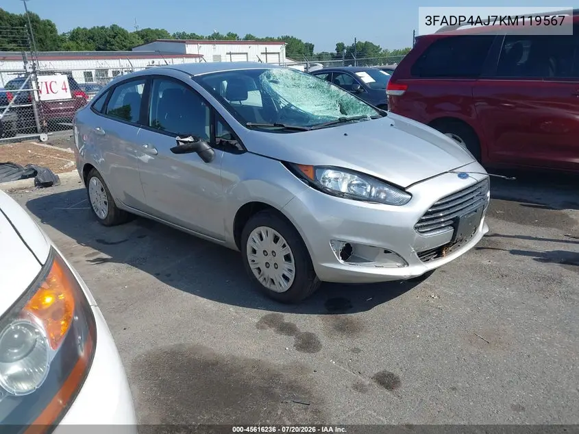2019 Ford Fiesta S VIN: 3FADP4AJ7KM119567 Lot: 45616236