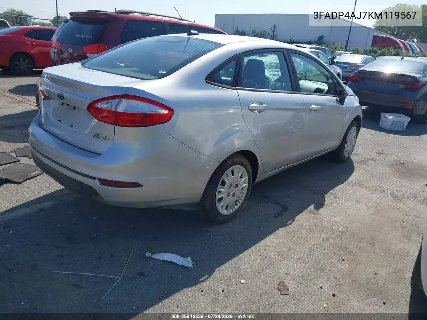 2019 Ford Fiesta S VIN: 3FADP4AJ7KM119567 Lot: 45616236