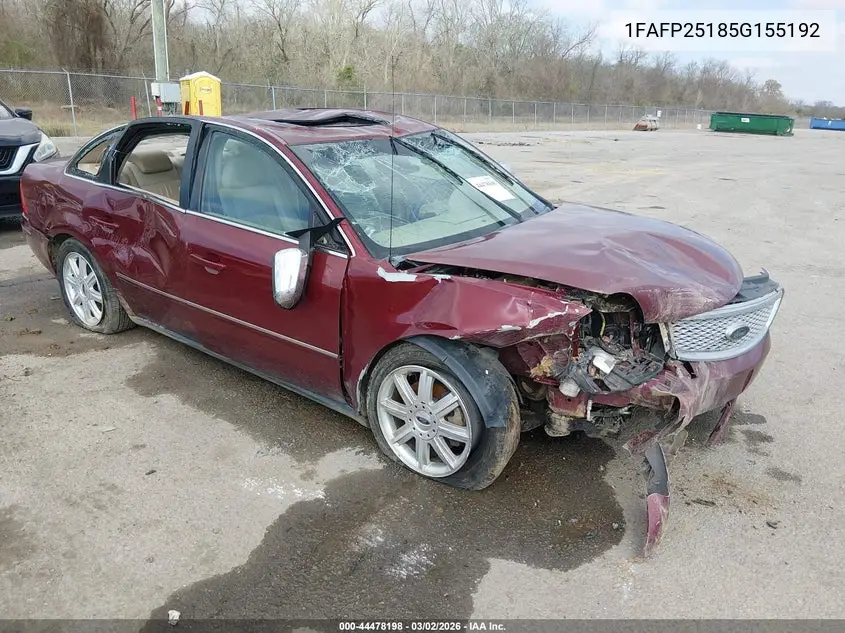 2005 Ford Five Hundred Limited VIN: 1FAFP25185G155192 Lot: 44478198