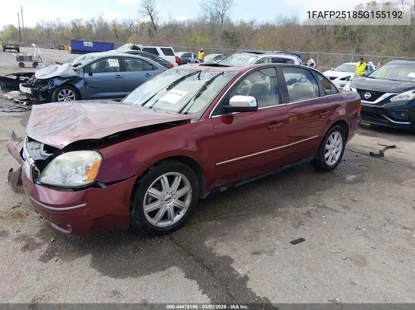 2005 Ford Five Hundred Limited VIN: 1FAFP25185G155192 Lot: 44478198