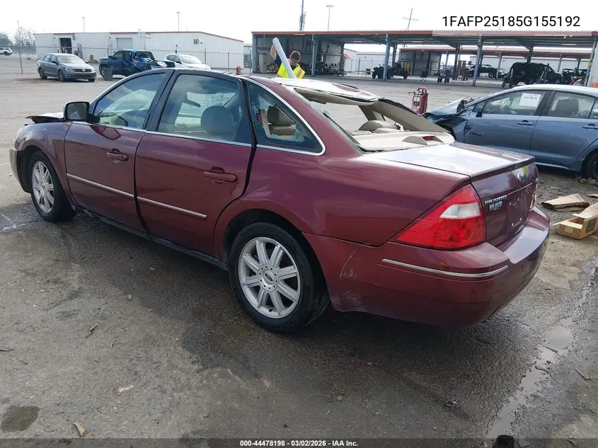 2005 Ford Five Hundred Limited VIN: 1FAFP25185G155192 Lot: 44478198
