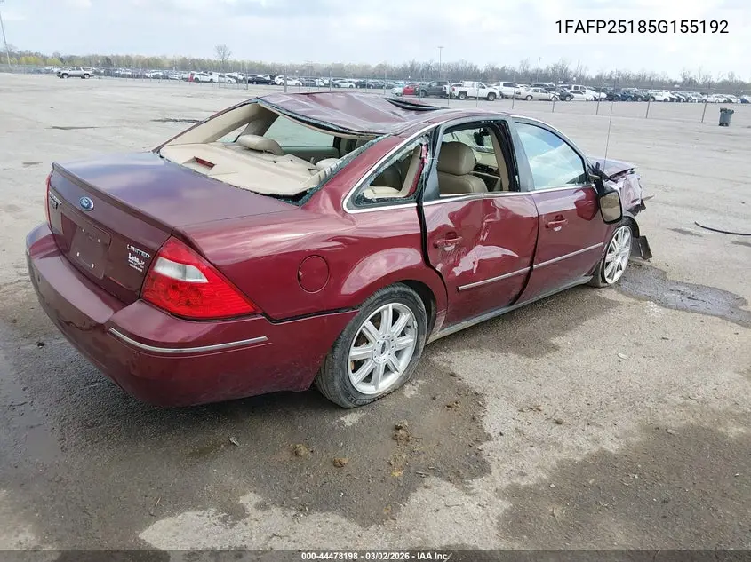 2005 Ford Five Hundred Limited VIN: 1FAFP25185G155192 Lot: 44478198