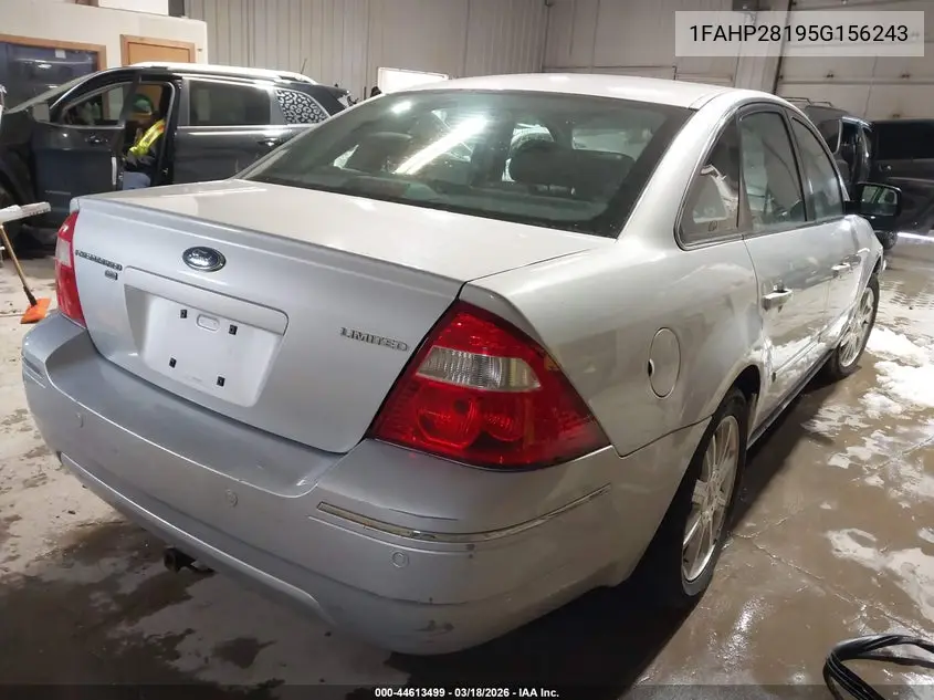 2005 Ford Five Hundred Limited VIN: 1FAHP28195G156243 Lot: 44613499