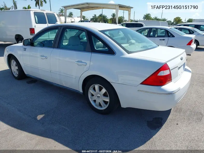 2005 Ford Five Hundred Se VIN: 1FAFP23145G151790 Lot: 44721117