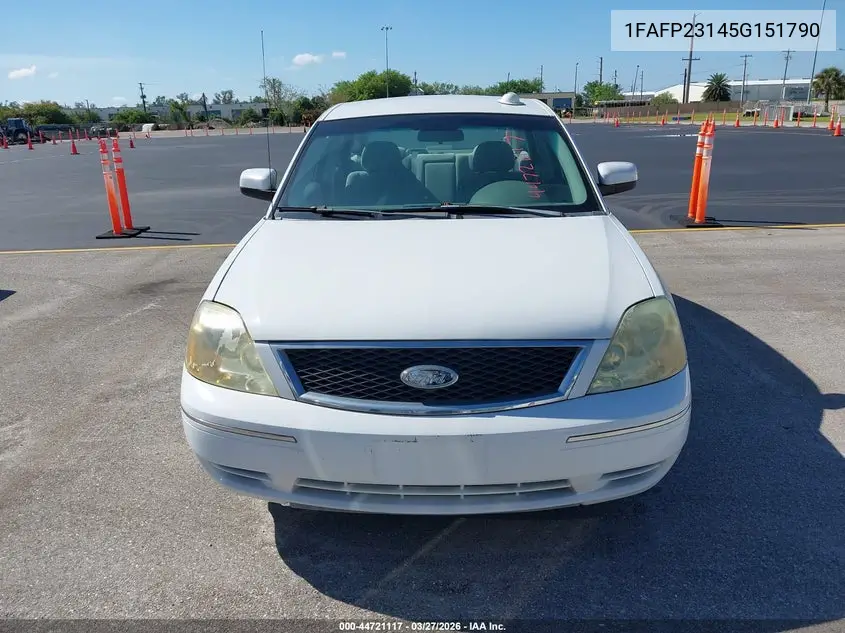 2005 Ford Five Hundred Se VIN: 1FAFP23145G151790 Lot: 44721117
