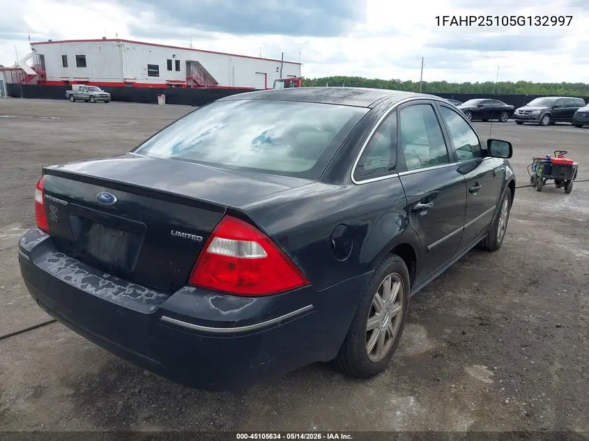 2005 Ford Five Hundred Limited VIN: 1FAHP25105G132997 Lot: 45105634