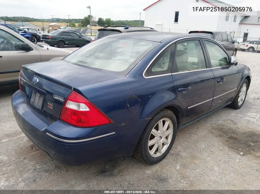 2005 Ford Five Hundred Limited VIN: 1FAFP25185G205976 Lot: 45118891