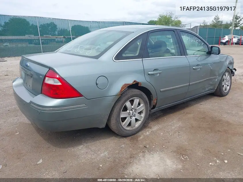 2005 Ford Five Hundred Sel VIN: 1FAFP24135G197917 Lot: 45135858