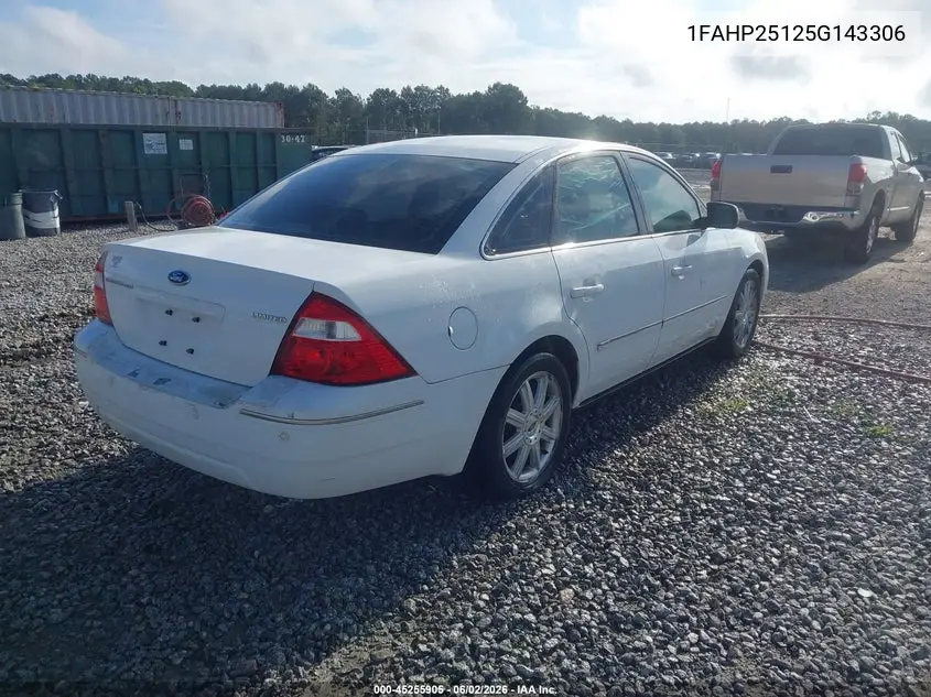 2005 Ford Five Hundred Limited VIN: 1FAHP25125G143306 Lot: 45255905
