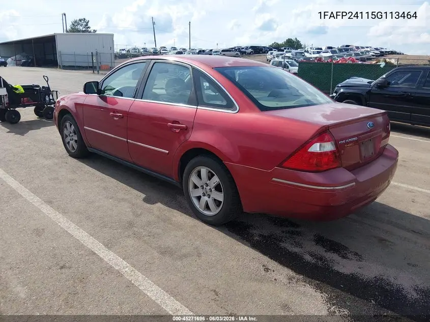 2005 Ford Five Hundred Sel VIN: 1FAFP24115G113464 Lot: 45271696