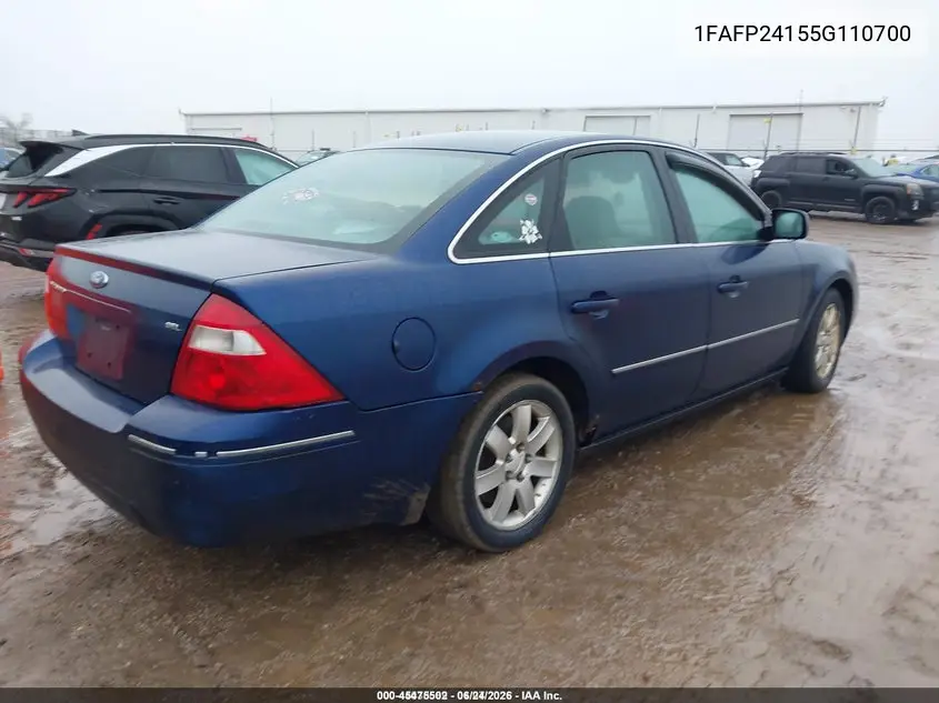 2005 Ford Five Hundred Sel VIN: 1FAFP24155G110700 Lot: 45475502