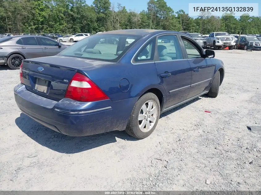 2005 Ford Five Hundred Sel VIN: 1FAFP24135G132839 Lot: 45517418