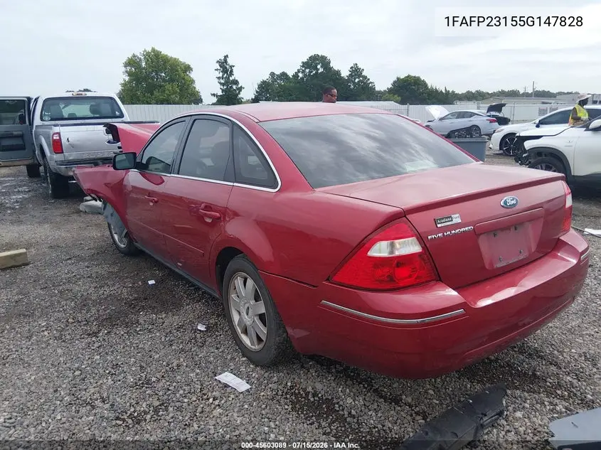 2005 Ford Five Hundred Se VIN: 1FAFP23155G147828 Lot: 45603089