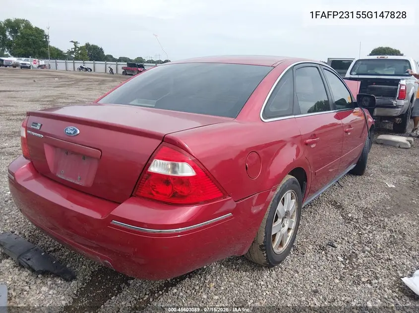 2005 Ford Five Hundred Se VIN: 1FAFP23155G147828 Lot: 45603089