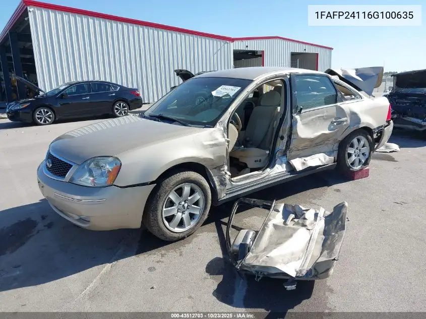 2006 Ford Five Hundred Sel VIN: 1FAFP24116G100635 Lot: 43512703