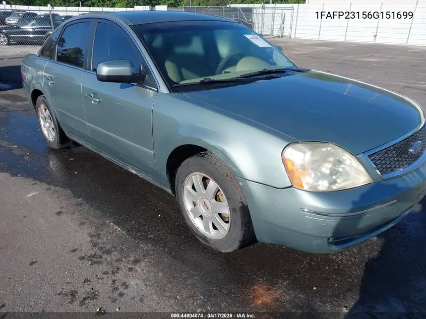 2006 Ford Five Hundred Se VIN: 1FAFP23156G151699 Lot: 44904074