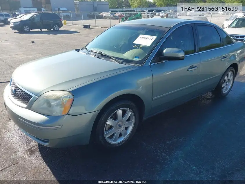 2006 Ford Five Hundred Se VIN: 1FAFP23156G151699 Lot: 44904074