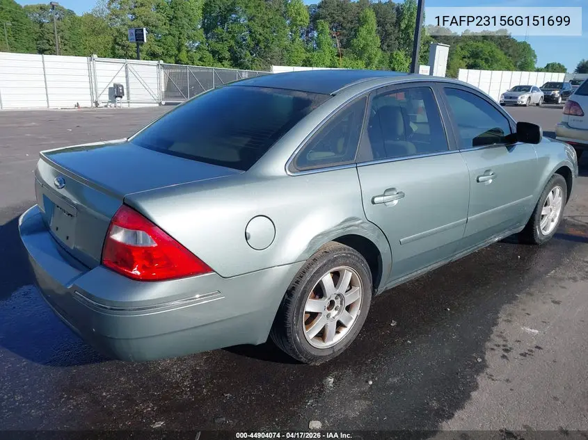 2006 Ford Five Hundred Se VIN: 1FAFP23156G151699 Lot: 44904074
