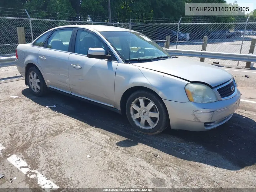 2006 Ford Five Hundred Se VIN: 1FAHP23116G160005 Lot: 45020353