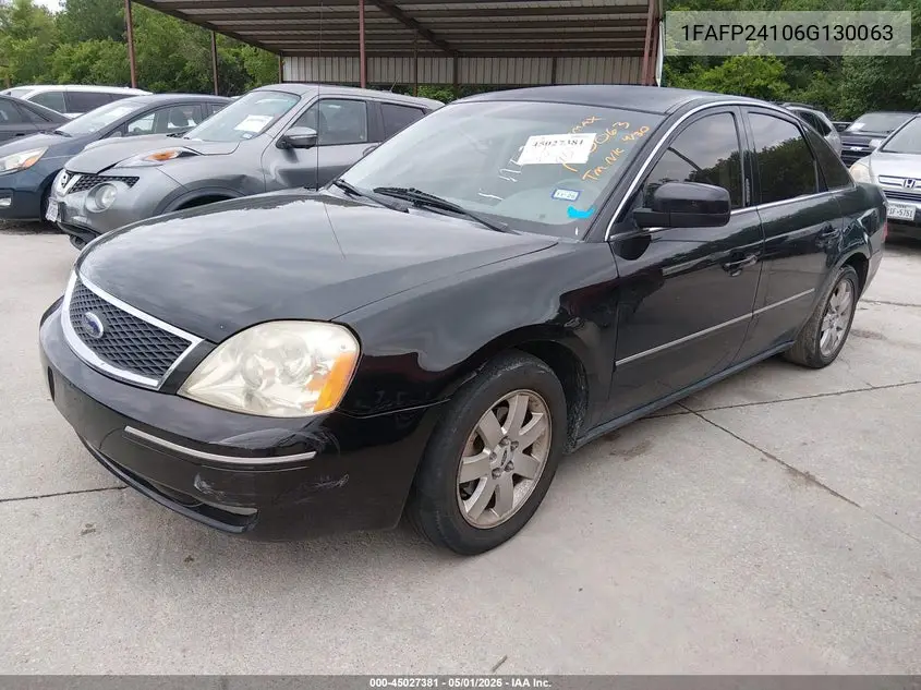 2006 Ford Five Hundred Sel VIN: 1FAFP24106G130063 Lot: 45027381