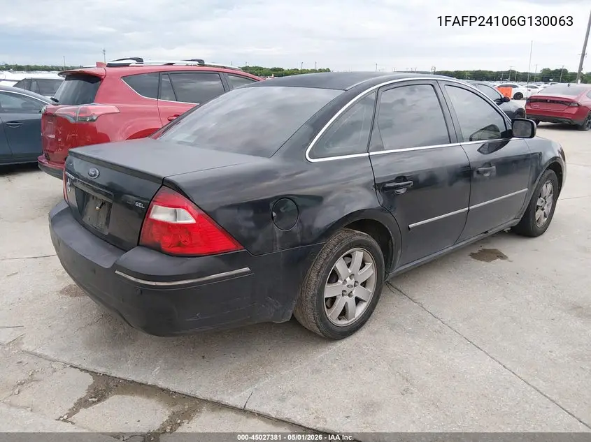 2006 Ford Five Hundred Sel VIN: 1FAFP24106G130063 Lot: 45027381