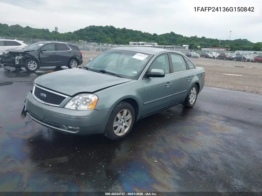 2006 Ford Five Hundred Sel VIN: 1FAFP24136G150842 Lot: 45234737
