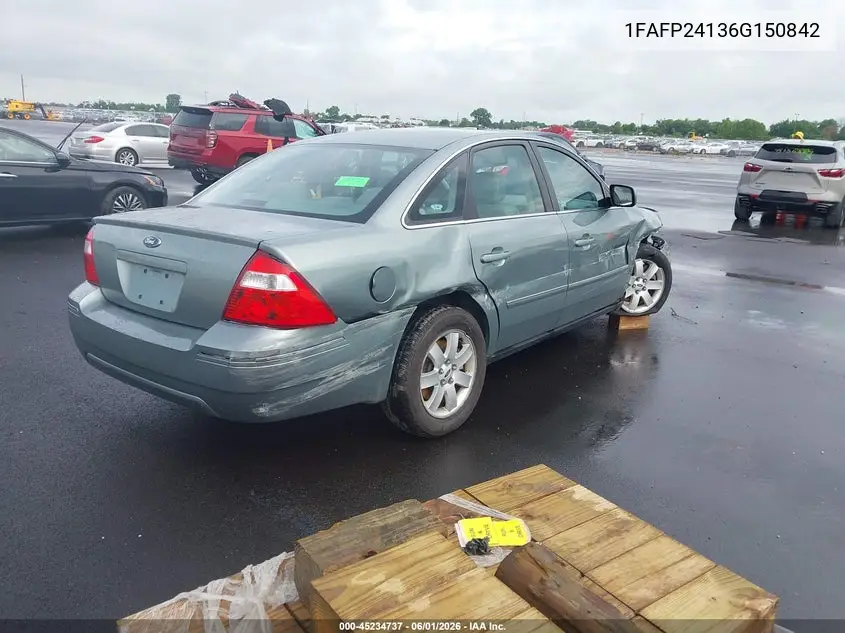 2006 Ford Five Hundred Sel VIN: 1FAFP24136G150842 Lot: 45234737
