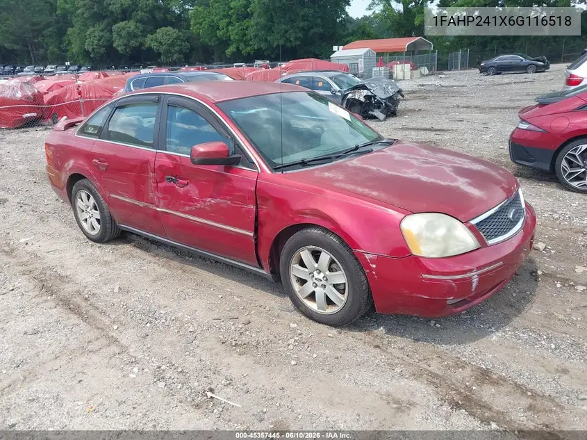 2006 Ford Five Hundred Sel VIN: 1FAHP241X6G116518 Lot: 45357445