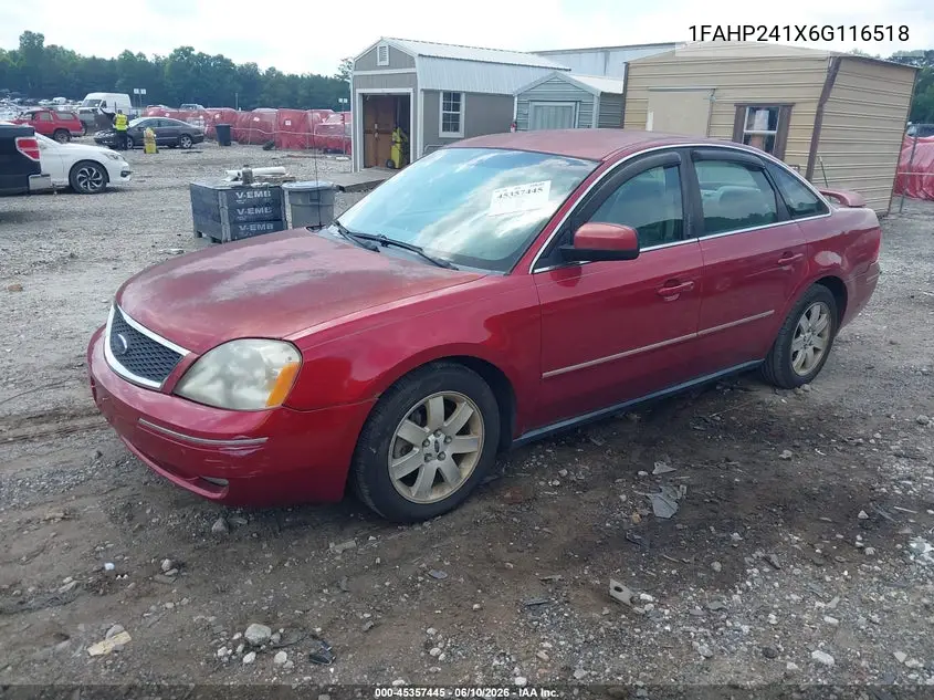 2006 Ford Five Hundred Sel VIN: 1FAHP241X6G116518 Lot: 45357445