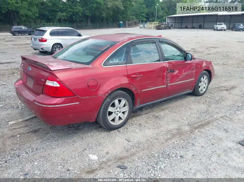 2006 Ford Five Hundred Sel VIN: 1FAHP241X6G116518 Lot: 45357445