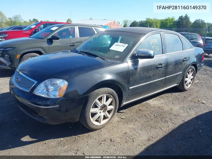 2006 Ford Five Hundred Limited VIN: 1FAHP28116G149370 Lot: 45564446