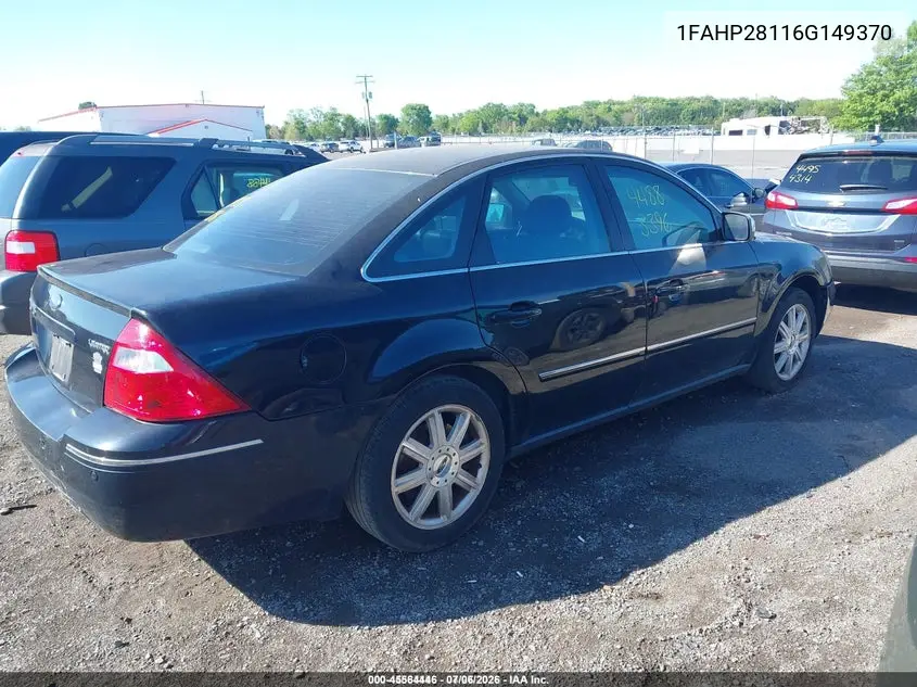 2006 Ford Five Hundred Limited VIN: 1FAHP28116G149370 Lot: 45564446