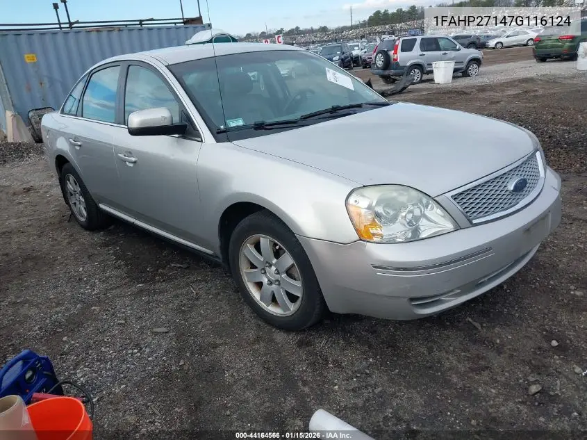 2007 Ford Five Hundred Sel VIN: 1FAHP27147G116124 Lot: 44164566