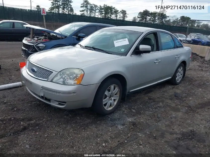 2007 Ford Five Hundred Sel VIN: 1FAHP27147G116124 Lot: 44164566