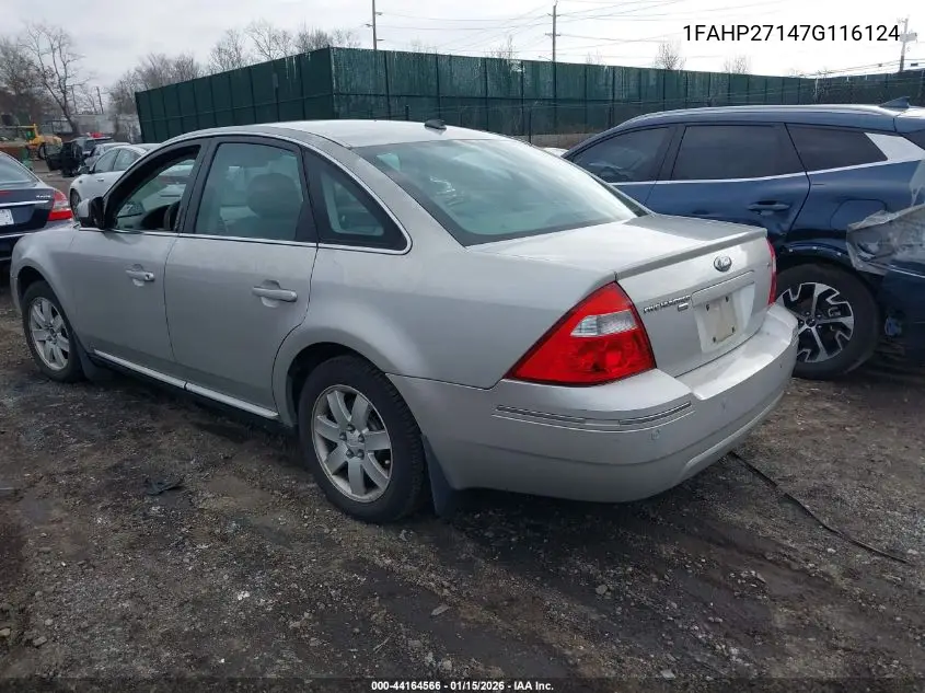 2007 Ford Five Hundred Sel VIN: 1FAHP27147G116124 Lot: 44164566